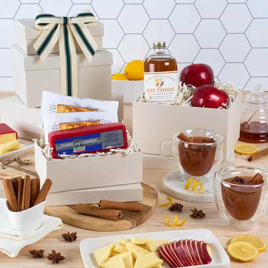 Comforting Hot Toddy Fruit And Cheese Gift Tower