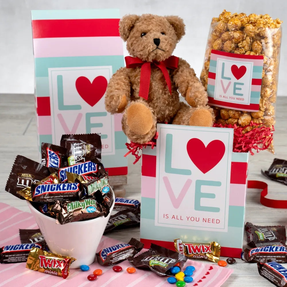 Valentine's Day Chocolate And Teddy Bear Gift Box